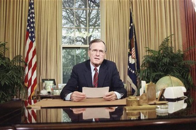 President-George-H-Bush-White-House-Speaking-Television