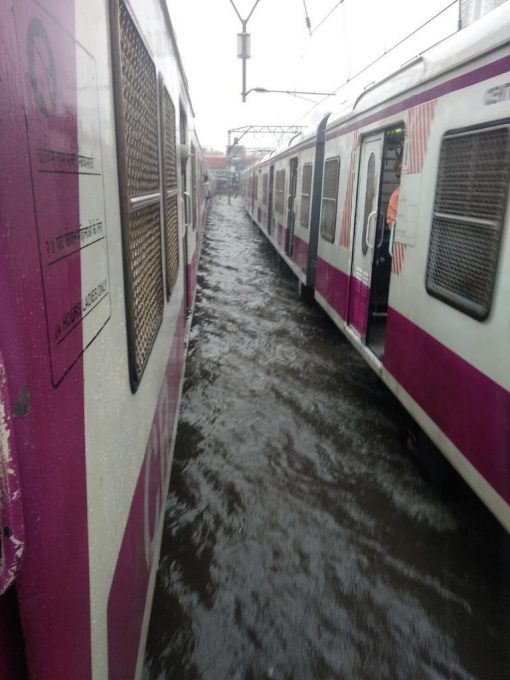 Mumbai: A view of the water-logged railway tracks after heavy rains lashed Mumbai's Andheri on June 28, 2019. Monsoon made a grand entry in Mumbai and surrounding areas on Friday, hitting normal life with the usual woes of water-logging, delays in flights, road and train traffic. (Photo: IANS)
